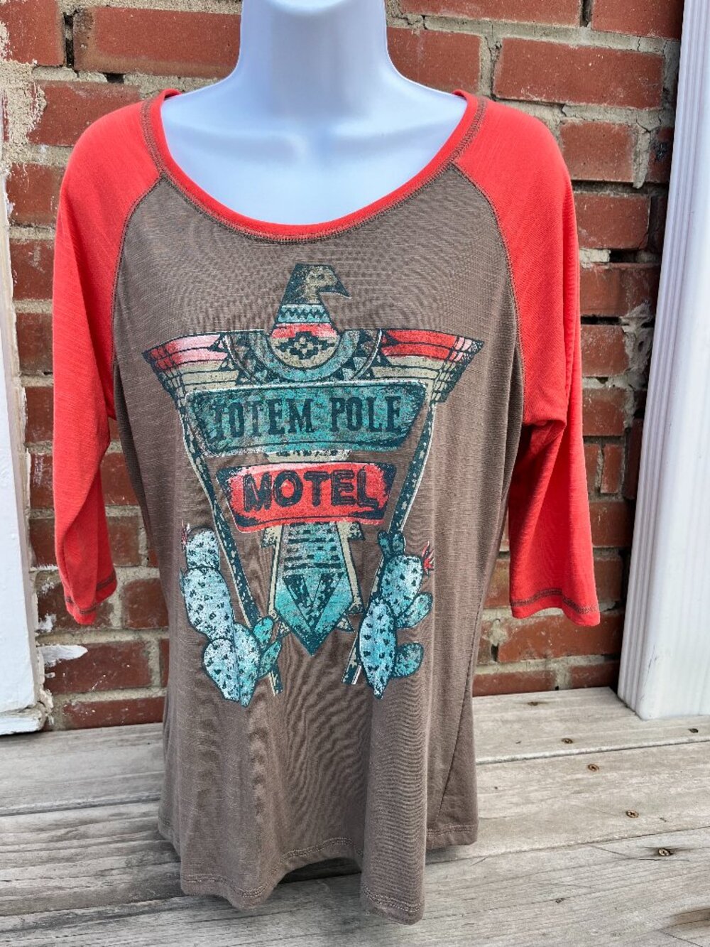 Cruel Girl Denim Totem Pole Motel Raglan Tee